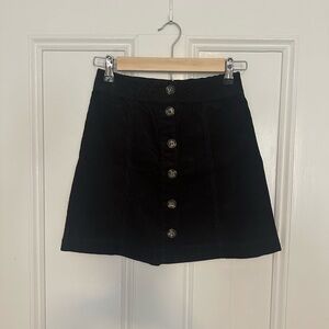 Black Corduroy Button-Front Skirt